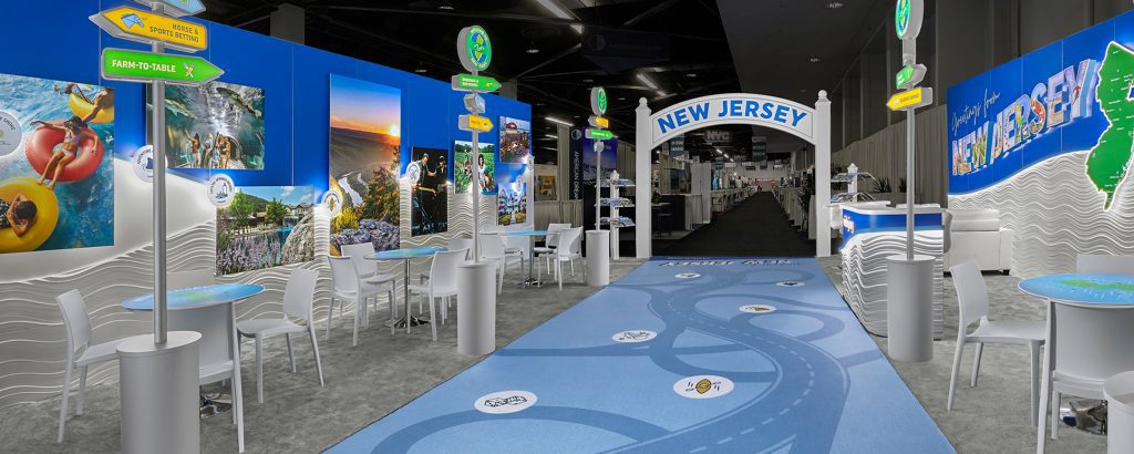 A detailed view of New Jersey Tourism's booth 